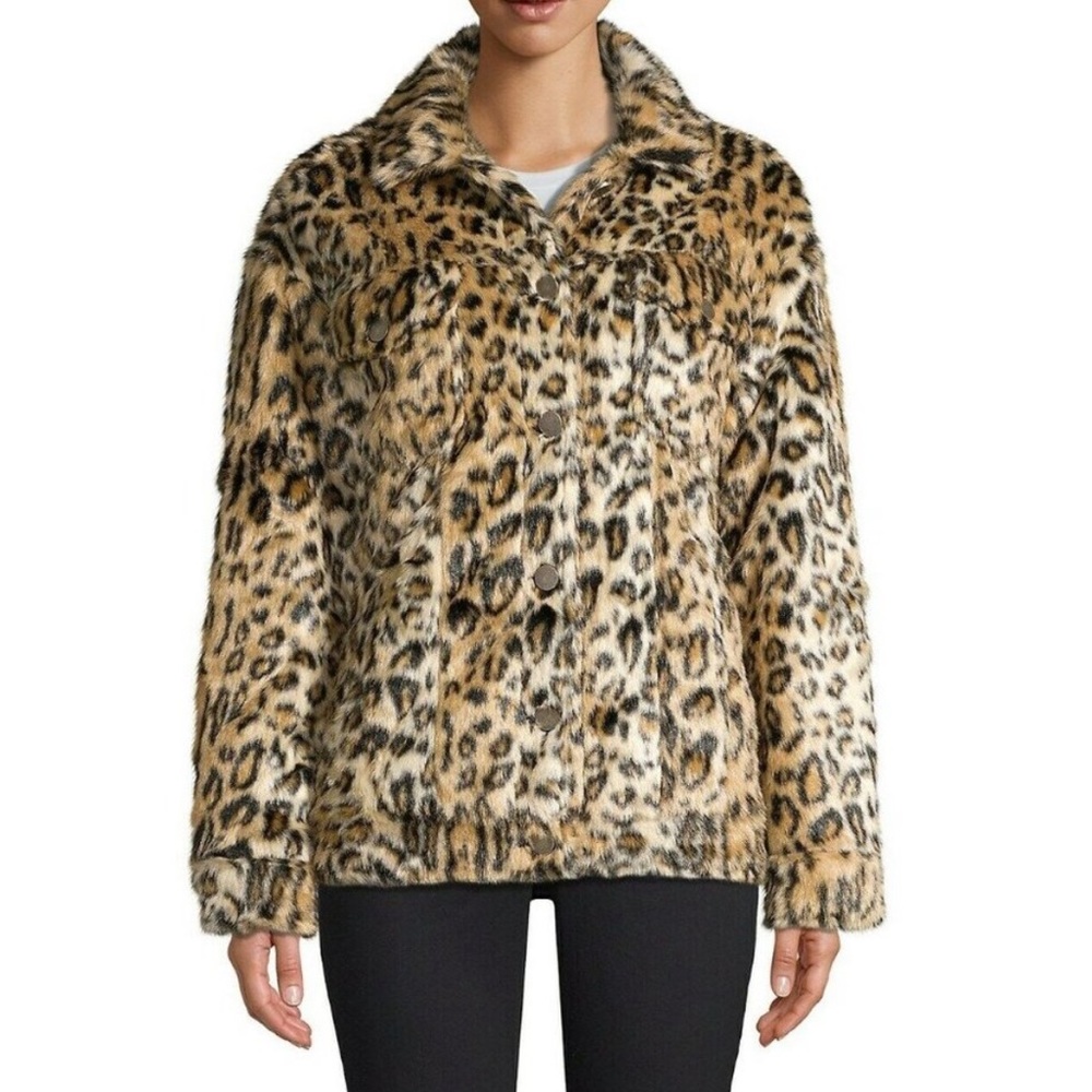 Apparis Lauren Faux Fur Leopard Jacket Size Small